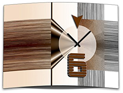 dixtime Wanduhr XXL 3D Optik abstrakt braun weiß 50x70 cm leises Uhrwerk GR-014