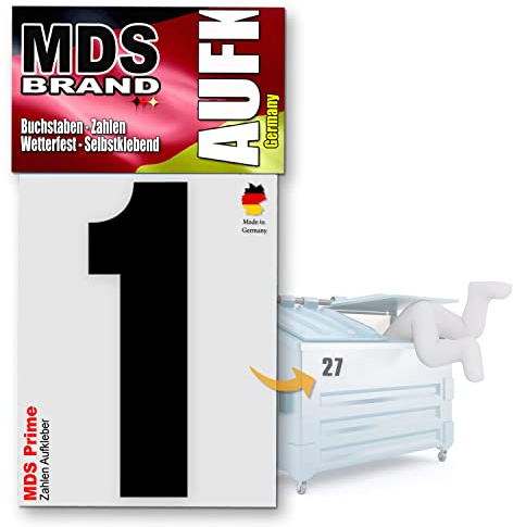MDS Brand Prime 15cm Zahlen Aufkleber Klebezahlen Selbstklebend Hausnummer Aufkleber Schwarz (1)