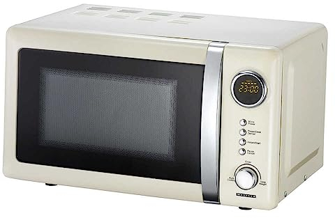 Melissa 16330108 Classico forno a microonde - design retrò con corpo in metallo, capacità 20 litri, potenza 700 Watt, timer, 5 livelli di potenza - Crema