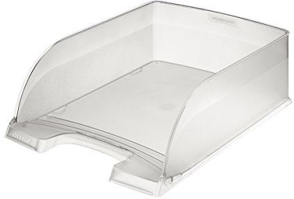 Leitz Briefkorb A4 Jumbo, Briefablage mit extra großem Fassungsvermögen in Premium-Qualität, Stapelbares Ablagefach als Schreibtisch-Organizer, Kombinierbar mit Plus-Serie, Transparent, 52330003
