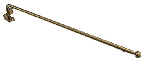 INTERDECO Gardinenstange als Schwenkstange ausziehbar 13/9 mm, schwenkbare Teleskop-Vorhangstange aus Metall, Messing Antik, zur Wandmontage, Typ 2013011, 60-100 cm