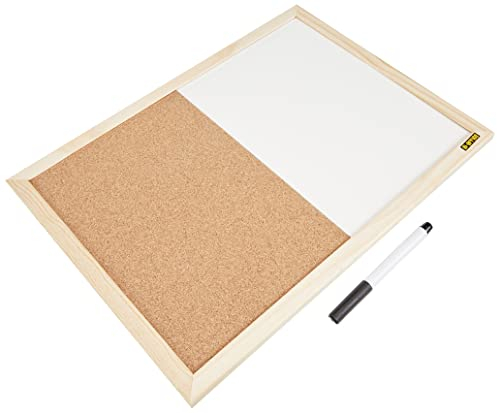 Bi-Office MX01001010 Budget Kombitafel mit Holzrahmen, Kork Halb trocken und abwischbare Oberfläche