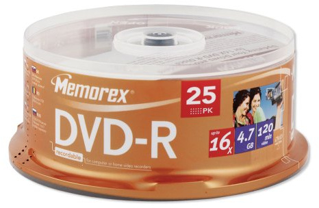 Memorex DVD-R 16x 4.7GB 25 Pack Spindle