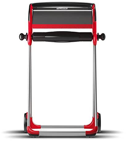 Tork Bodenständer für Wischtuchrollen Rot und Schwarz W1, Mobil, Performance Linie, 652008 | Bodenständer mit Abreißschiene, schwarz / rot