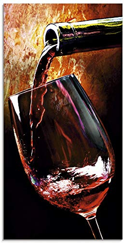 ARTland Wanddeko Glasbilder Wandbild Glas Bild einteilig 30x60 cm Hochformat Rotwein Lounge Bar Restaurant Italien Wein Kunst Malerei T5PV