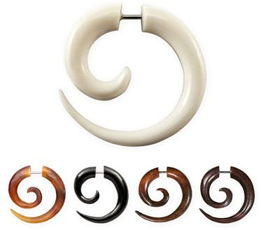 Fly Style Piercing Ohr Expander aus Horn, Holz oder Knochen - Dehnstab Dehnschnecke Dehnspirale Dehnungsschnecke Dehnsichel