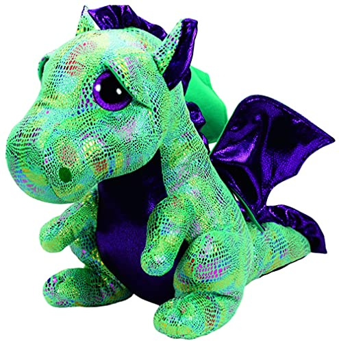 TY 37099 - Cinder - Drache Pluschtier mit Glitzeraugen Glubschi's Beanie Boo's, 42 cm, grün
