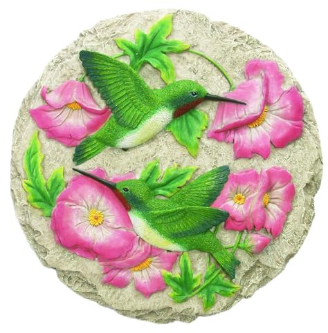 Spoontiques - Decoración de jardín - Colibrí paso piedra - piedra decorativa para jardín