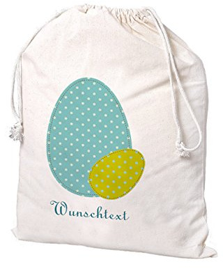 Herz & Heim® Geschenksack zu Ostern zum Ostereiersuchen mit Ihrem Wunschtext bedruckt Osterei