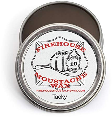 Firehouse Moustache Wax - Made in USA - for Beard & Mustache Shaping - All-Weather, Naturally Scented and Colored Beard Wax (WACKY TACKY, 1 Ounce Tin) - Handmade in Small Batches by John the Fireman