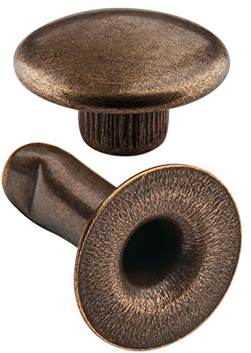 150 Doppel-Hohlnieten Ziernieten 2-teilig 9mm „9/10” aus Eisen (nickelfrei), Finish: Messing-antik