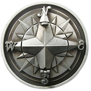 eeddoo® Gürtelschnalle - Antiker Kompass - 3D - klappbar - Gürtelschnalle (Buckle für Wechselgürtel für Damen und Herren | Belt Frauen Männer Oldschool Rockabilly Metall Biker Western Trucker Casino)