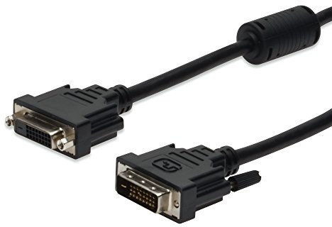 DIGITUS Cavo di prolunga DVI, DVI(24+1), 2x ferrit M/F, 2,0 m, DVI-D Dual Link, nero