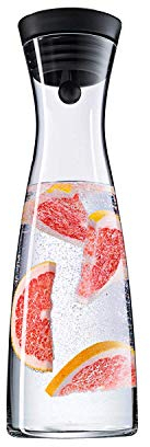 WMF Basic - Botella de Agua de Cristal 1,5 Litro, Sistema de Cierre Close Up, Tapa de Silicona, Apta para Almacenaje en Puerta de Nevera, Sin Accesorios, Negro