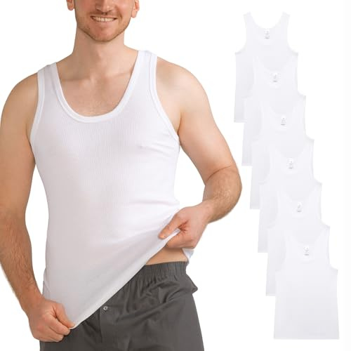 MT 6-pack herrbomullsundertröjor klassisk – finribbad eller dubbelribbad, Dubbelribbad vit, 3XL