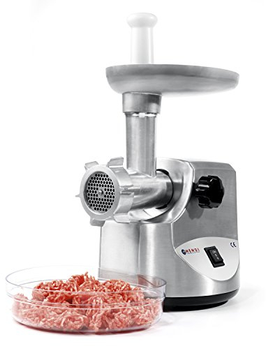 HENDI Fleischwolf, Inkl. 3x Füllrohr und 2x ø65,8mm Scheiben, Aufsatz für Steak Tartar, Würstfüller, 230V, 400W, 275x190x(H)347 mm, rosa