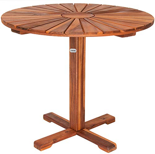 Casaria® Gartentisch Balkontisch Wetterfest Holz Rund ?70,5cm 80kg Belastbarkeit Balkon Garten Terrasse Tisch Terrassentisch Holztisch Akazie