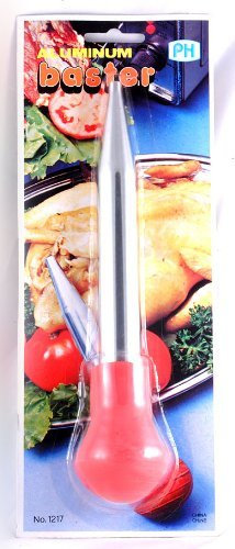 Bratenspritze - Edelstahl - roter Gummi