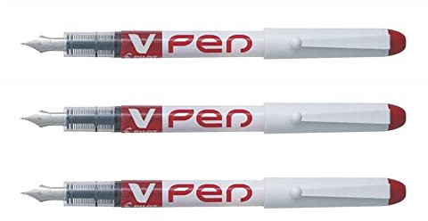 Pilot V-Pen Disposable Fountain Pen Red, Pack of 3