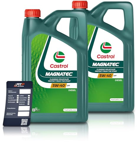 2x 5 L = 10 Liter Castrol Magnatec Diesel 5W-40 DPF Motoröl inkl. Castrol Ölwechselanhänger