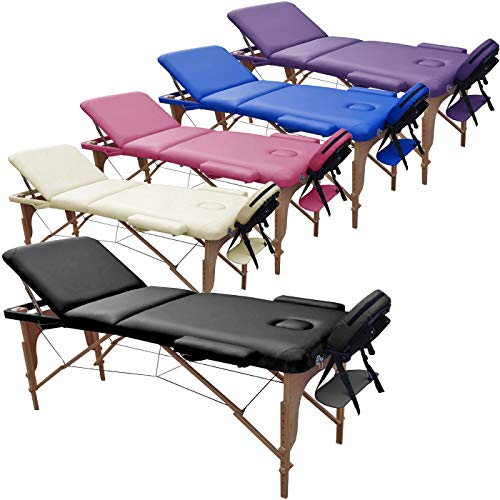 Beltom® Mobile Massagetisch Massageliege 195 x 70 cm. Massagebank 3 zonen klappbar Kosmetikliege +TA. - Schwarz