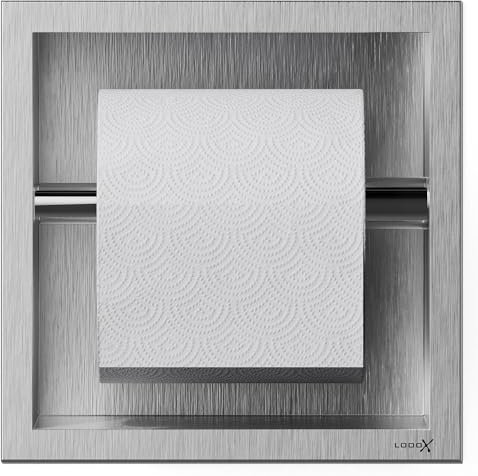 Looox Closed Toilettenpapierhalter Einbau Quadrant Edelstahl gebürstet