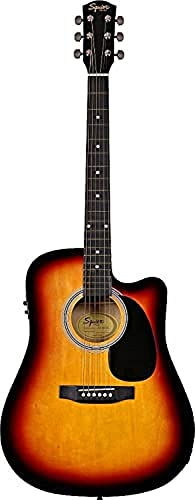 Fender SA-105CE, Dreadnought Cutaway, Chitarra Acustica Elettrificata, Marrone, Include lezioni virtuali gratuite su Fender Play