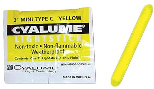 Cyalume ChemLight Mini-Lichtstick, Militärqualität, 5 cm lang, 4 Stunden Lebensdauer, Gelb, 50 Stück, gelb, 50
