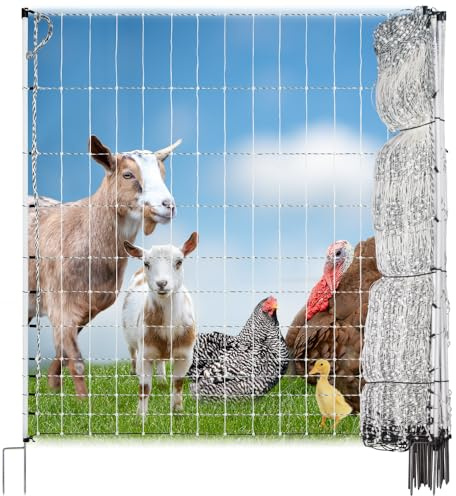 Premier 1 PoultryNet® | Electric Fence for Backyard Chickens, Ducks, Turkeys with Step-in Posts – 48H x 164'L, White