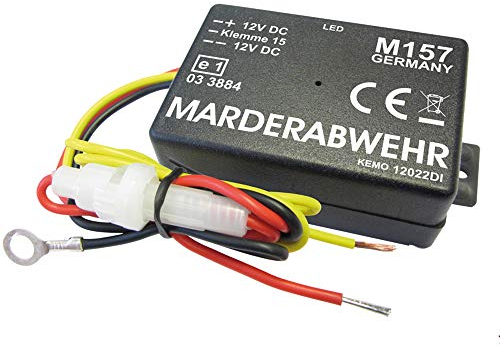 Kemo M157 Marderabwehr mit schrillen, hohen Tonimpulsen ca. 12 kHz. Verjagt Marder aus Autos, Garagen. Automatische Einschaltung bei parkendem Auto