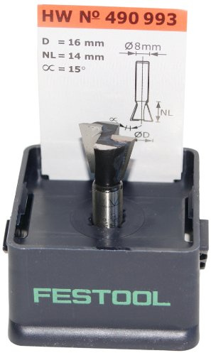 Festool Gratfräser HW S8 D16 Zinkenfräser 15° für SZ 14 | Hartmetall-Schneiden, Schaft 8 mm, Schneidlänge 13,5 mm, Gesamtlänge 46 mm – Original Festool Zubehör