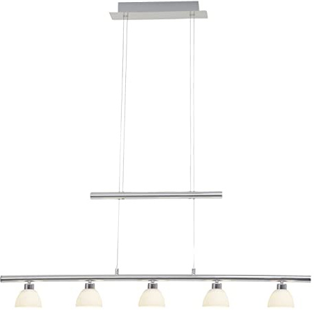 Brilliant Lampe Tonja LED lámpara colgante 5flg cromo/blanco | 5x 5W LED | Lámpara LED colgante, regulable en altura, regulador de intensidad de 3 niveles, 175 x 98 cm, 3100lm