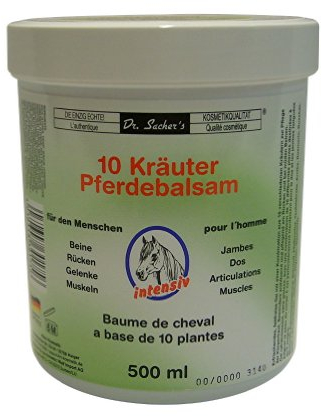 3 Dosen Tiegel 10 Kräuter Pferdebalsam von Dr. Sachers (500ml je Dose)