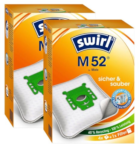 2 x Swirl Staubsaugerbeutel M 52 MicroPorStaubbeutel Microvlies