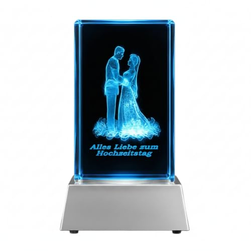 Kaltner Präsente Stimmungslicht – Ein ganz besonderes Geschenk: LED Kerze/Kristall Glasblock / 3D-Laser-Gravur/Hochzeitstag/Hochzeitstagsgeschenk/Ich liebe Dich