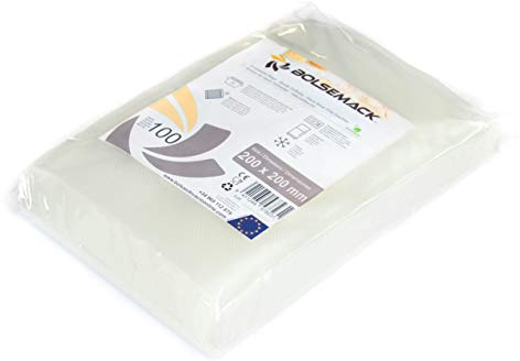 Bolsemack- Pochette sous vide alimentaire 100 Sachets 20 x 20 cm pour Machine Mise Sous Vide - Sans BPA, Sacs Gaufrés pour Conservation et Cuisson, Sacs Sous Vide pour Congelation Fabriqués en UE