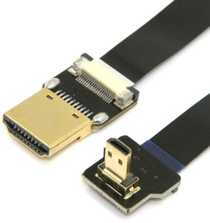 CHENYANG - Cavo piatto da attacco FPV micro HDMI maschio ad angolo retto verso il basso a HDMI maschio, FPC, da 50 cm, per fotografia aerea FPV HDTV con multicottero