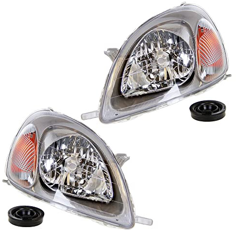 BESTPRICE 2x Hauptscheinwerfer vorne links + rechts H4 Frontscheinwerfer mit Stellmotor für Leuchtweiteregulierung für Typ Ichikoh, Kompatibel mit TOYOTA YARIS (_P1_)