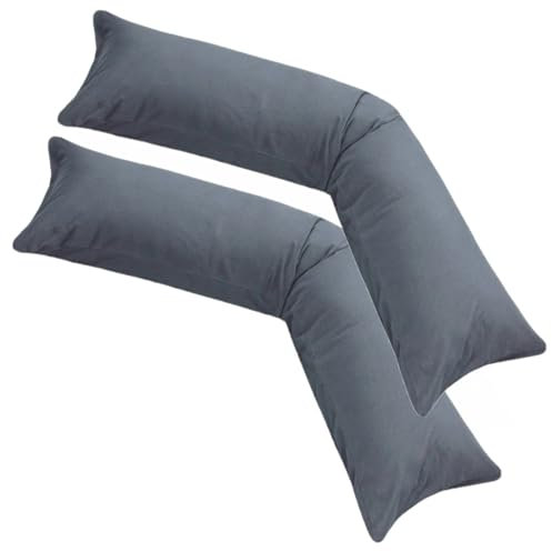 Moon pack de 2 unidades de fundas para almohadas para dormir de lado en punto, 100 % algodón, funda de almohada, cojín para lactancia, antracita, 2er Pack 40x145