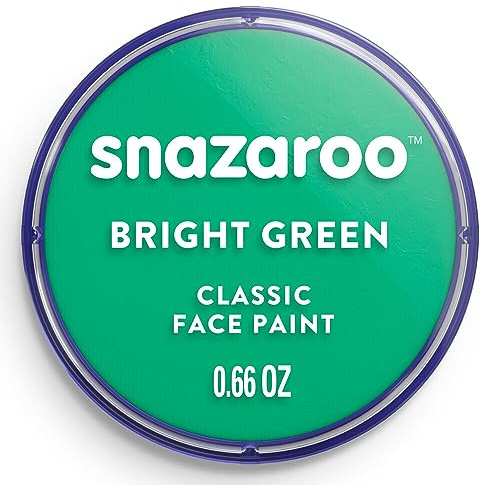Snazaroo Classic Face and Body Paint for Kids and Adults, Bright Green Colour, Water Based, Easily Washable, Makeup, Body Painting for Parties