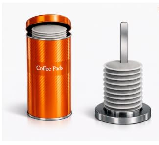 James Premium Kaffee Pad Dose im neuen Design + Padheber aus Edelstahl