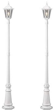 Konstsmide 2er-Set Wegeleuchten FIRENZE, E27, Aluminium matt-weiss, inkl. Pfahl und Fundament 7233-250