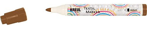KREUL 90764 - Textil Marker medium, Braun, Strichstärke circa 2 bis 4 mm, Stoffmalstift für helle Stoffe & Textilien, waschecht nach Fixierung