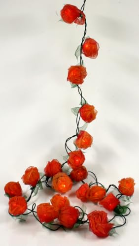 GURU SHOP Blüten LED Lichterkette. - 20 Stk Rose Orange/rot, 6x6x350 cm