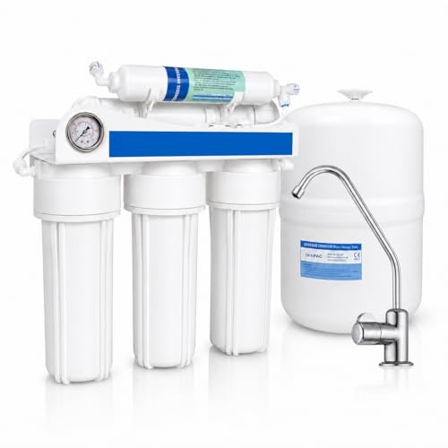 Bbagua EUR-50 – Equipo de Ósmosis Inversa 5 Etapas para Casa | Reduce Cal, Cloro y Sales | Agua Purificada de Baja Mineralización | Sistema Bajo Fregadero con Filtros y Membrana