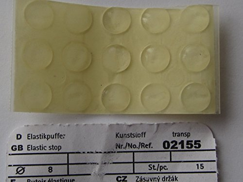Hettich Elastikpuffer, Anschlagdämpfer, ø 8 mm, Kunststoff transparent, selbstklebend, 15 Stück, 2155/89930