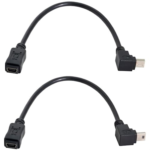 chenyang 2 PACK Mini USB Verlängerungskabel, USB 2.0 Mini USB 5 polig Stecker auf Buchse 90 Grad abgewinkelt Strom/Lade/Datenübertragungs Verlängerungskabel Adapter 0.2M für Dashcam/GPS/Mikrofon