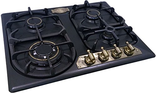 Kaiser Empire Einbau Gasherd KG 6325 Em Turbo Exklusives Gas Kochfeld 60cm Autark Schwarz, mit 4 hochwertigen Brennern inklusive leistungsstarkem WOK Brenner (3,8 kW) | Erdgas und Propangas