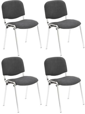 Office Hippo Heavy Duty Meeting Chair, Versatile & Robust Stackable Reception Chair, Office or Conference Chair With Strong Frame & Padded Durable Seat, Up To 115kg Weight - Charcoal/Chrome, 4 Pack