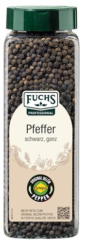 Fuchs Gewürze Pfeffer schwarz ganz, 500 g | Ungemahlener Pfeffer zum Mörsern oder für die Pfeffermühle | Für Großverbraucher, Restaurants, Gastronomie